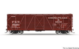Broadway Limited ~ HO Scale ~ 40' Wood Stock Car ~ 4-Pack ~ Chesapeake & Ohio C&O #95227, #95235, #95238, #95241 ~ No Sound ~ 10721