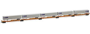 American Z Line ~ Z Scale ~ Trinity RAF 53C Spine Car Set ~ 5 Units With 53' Trailers ~ TTAX #555033 ~ 905202-1