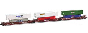 American Z Line ~ Z Scale ~ Gunderson MAXI-IV Intermodal Set ~ 6 Containers ~ AOK #55368 ~ 906557-4