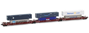 American Z Line ~ Z Scale ~ Gunderson MAXI-IV Articulated Intermodal Set ~ 6 Containers ~ AOK #55351 ~ 906557-2