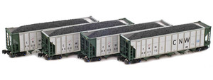 American Z Line ~ Z Scale ~ Autoflood III Hopper ~ 4-Pack ~ Chicago & North Western CNW ~ 915708-1