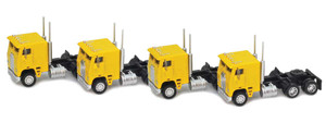 American Z Line ~ Z Scale ~ Yellow Cab-Over Truck with Crew Cab 4 pack ~ 96226