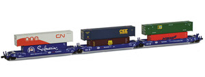 American Z Line ~ Z Scale ~ Gunderson MAXI-IV Intermodal Set ~ 6 Containers ~ Pacer Stacktrain #6046 ~ 906551-5