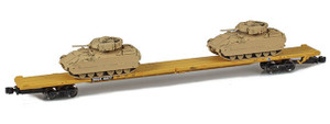American Z Line ~ Z Scale ~ 89' Flat Car ~ 2 M2A2 Loads ~ US Department of Defense DODX #42077 ~ 911024-1