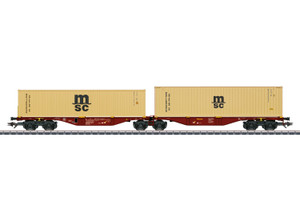 Märklin ~ HO Scale ~ AC 3-Rail ~ Type Sggrss 80 Double Container Car ~ Touax ~ 2 40' Containers ~ 47816