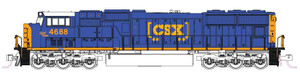 Kato ~ N Scale ~ EMD SD70M ~ CSX #4688 ~ Flat Radiator ~ DC Version ~ 176-7617
