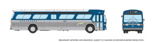 Rapido ~ HO Scale ~ Lighted ~ New Look Bus ~ Greyhound #9609 ~ 753119
