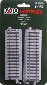 Kato ~ HO Scale ~ UniTrack 123mm 4 7/8 Inch ~ Straight 4pcs ~ 2-140