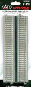 Kato ~ HO Scale ~ UniTrack 246mm 9 3/4 Inch ~ Straight Concrete Tie Feeder Track 2 pcs ~ 2-153