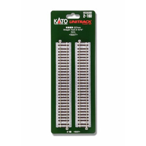 Kato ~ HO Scale ~ UniTrack 227mm ~ 8 15/16 Inch ~ Straight Track ~ 2 Pieces ~ 2-160