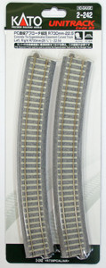 Kato ~ HO Scale ~ UniTrack 730mm 28 3/4 Inch (22.5) Radius ~ Curved Concrete Tie Super Elevated Easement 2 pcs ~ 2-242