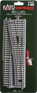 Kato ~ HO Scale ~ UniTrack #6 492mm 19 3/8" (867mm 34 1/8" Radius) ~ Left Hand Electric Switch Turnout (1 pc) ~ 2-860