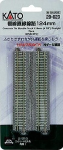 Kato ~ N Scale ~ UniTrack 124mm 4 7/8" ~ Concrete Tie Double Straight Track (2 pcs) ~ 20-023