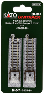 Kato ~ N Scale ~ UniTrack 62mm 2 7/16 ~ Straight Track Bumper (2 pcs) ~ 20-047