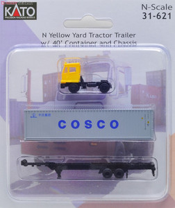 Kato ~ N Scale ~ Yellow Yard Tractor With Chassis & Container ~ 31-621