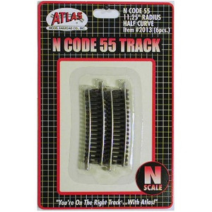 Atlas ~ N Scale ~ Code 55 Track ~ 11.25" Radius 1/2 Curve (6 Pieces) ~ 2013