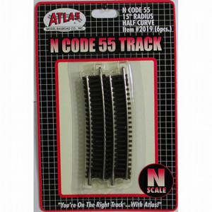 Atlas ~ N Scale ~ Code 55 Track ~ 15" Radius 1/2 Curve (6 Pieces) ~ 2019