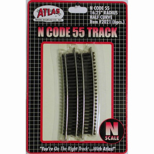 Atlas ~ N Scale ~ Code 55 Track ~ 16.25" Radius 1/2 Curve (6 Pieces) ~ 2021