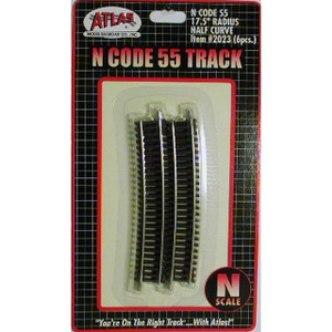 Atlas ~ N Scale ~ Code 55 Track ~ 17.5" Radius 1/2 Curve (6 Pieces) ~ 2023