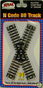Atlas ~ N Scale ~ Code 80 ~ Track 45 Degree Crossing ~ 2567