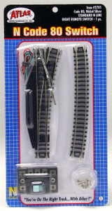 Atlas ~ N Scale ~ Code 80 ~ Track Remote Right Hand Standard Turnout ~ 2701