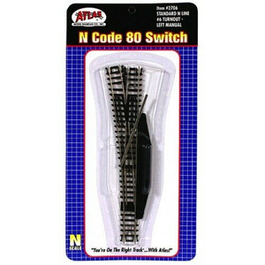Atlas ~ N Scale ~ Code 80 ~ Track Manual Left Hand #6 Turnout ~ 2706