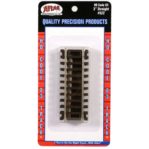 Atlas ~ HO Scale ~ Code 83 ~ 3" Straight Track ~ (4 pcs) ~ 522