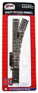 Atlas ~ HO Scale~ Code 83 ~ Right Hand ~ 22" Manual Snap Switch Track ~ 545
