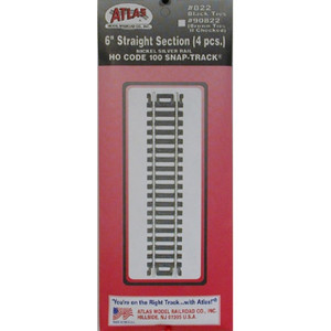 Atlas ~ HO Scale ~ Code 100 ~ 6" Straight Snap Track ~ (4 pc) ~ 822