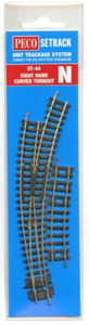 Peco ~ N Scale ~ Code 80 ~ Right Hand Curved ~ Turnout Switch Insulfrog ~ Setrack ~ ST-44