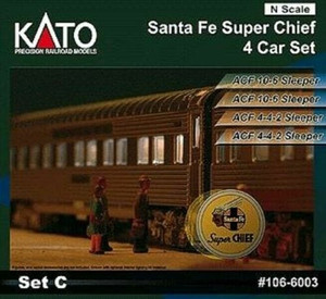 Kato ~ N Scale ~ Santa Fe ~ Super Chief Sleeper ~ 4 Car ~ Set C ~ 1066003
