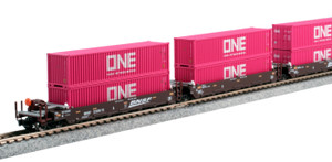 Kato ~ N Scale ~ Gunderson Maxi-I Well Double Stack Car 5 Unit Set ~ BNSF Swoosh ~ 106-6194