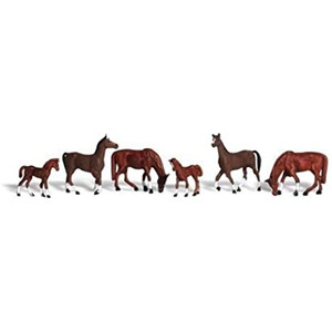 Woodland Scenics ~ HO Scale ~ Animals ~ Chestnut Horses ~ A1842