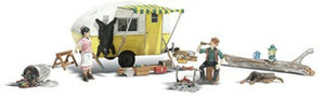 Woodland Scenics ~ HO Scale ~ People & RV ~ Ma and Pa's Trailer Haven ~ AS5542