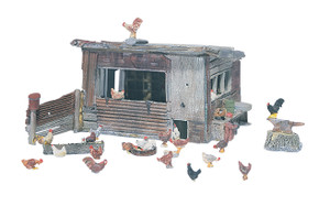 Woodland Scenics ~ HO Scale Animals ~ Chicken Coop Kit ~ D215