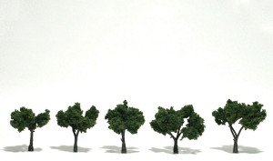 Woodland Scenics ~ Medium Green Trees, ~ 1-1/4" to 2" (5) ~ TR1502