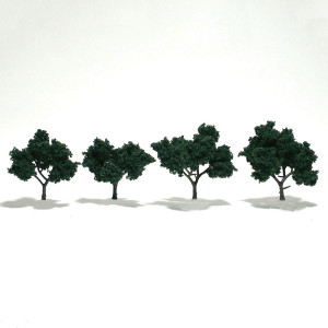 Woodland Scenics ~ Ready Made Tree, Dark Green ~ 2" to 3" (4) ~ TR1505
