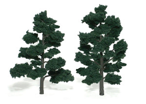 Woodland Scenics ~ Ready Made Tree, Dark Green ~ 6" to 7" (2) ~ TR1517
