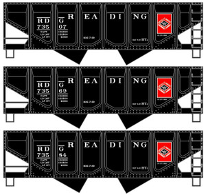 Accurail ~ HO Scale ~ Panel Side Twin Hopper Kits ~ Reading ~ 3 Car Set ~ 2881