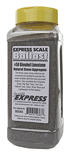 Scenic Express ~ Natural Stone Ballast #50 for HO or N ~ Blended ~ 1 Quart .95L ~ 0363