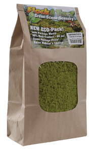 Scenic Express ~ Flock & Turf Ground Cover ECO Pack Bag ~ 48oz ~ Coarse ~ Light Green ~ 802E