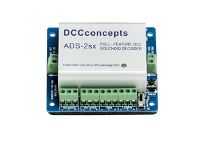 DCCconcepts ~ Cobalt Accessory Decoder CDU Solenoid Drive SX 2-Way ~ Turnout Snap Switch Controller ~ Power-Off Memory ~ DCD-ADS-2sx