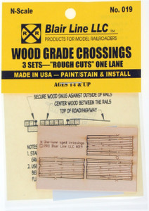 Blair Line ~ N Scale ~ Laser-Cut One-Lane "Rough Cut" Wood Grade Crossings (3) ~ 019