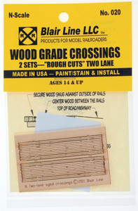 Blair Line ~ N Scale ~ Laser-Cut Two-Lane "Rough Cut" Wood Grade Crossing (2) ~ 020