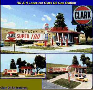 Blair Line ~ N Scale ~ Clark Oil Gas Station Kit ~ 087