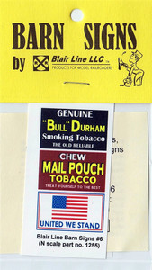 Blair Line ~ N Scale ~ Barn Decals Set #6 ~ 1255