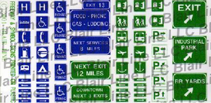 Blair Line ~ Modern Information and Freeway Signs ~ HO Scale ~ 146