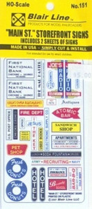 Blair Line ~ HO Scale ~ Main Street Storefront Signs Set 1 ~ 151