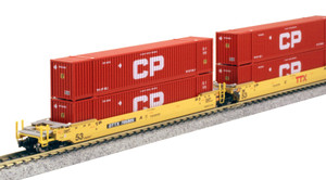 Kato ~ N Scale ~ Gunderson Maxi-IV ~ TTX New Logo ~ Well Car Set ~ 6 Canadian Pacific Containers ~ 106-6184