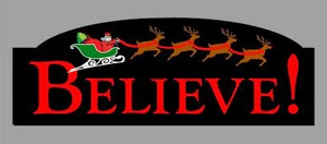 Miller Engineering ~ "BELIEVE" Rotating Sign ~ 3.2" W x 1.2" T ~ 2014
